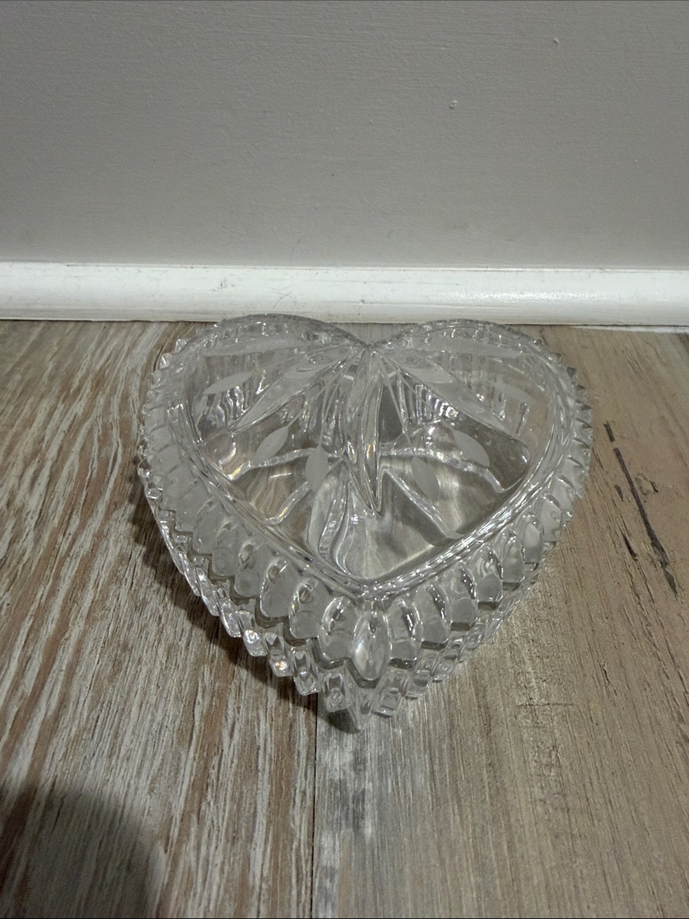 Vintage Heart-Shaped Cut Glass Trinket Dish